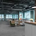 Modern Public Office Space With Open Layout Work Desks Green Plants And Large Windows