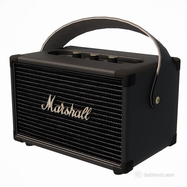 Marshall Black Portable Speaker With Handle Compact Classic Design And Style 3d model 