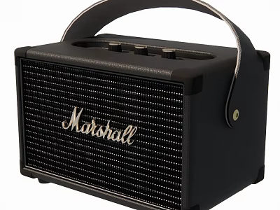 Marshall Black Portable Speaker With Handle Compact Classic Design And Style 3d model
