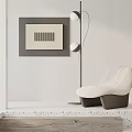 Modern Accent Chair Design With White Cushion Floor Lamp And Wall Art Decor