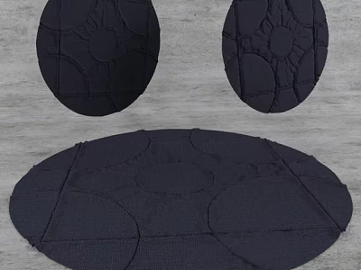 Black Round Carpets with Intricate Patterns for Home Decor Set of Three 3d model
