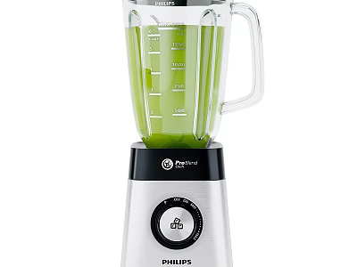 Philips Blender With Transparent Jar Filled With Green Liquid And Modern Control Panel 3d model