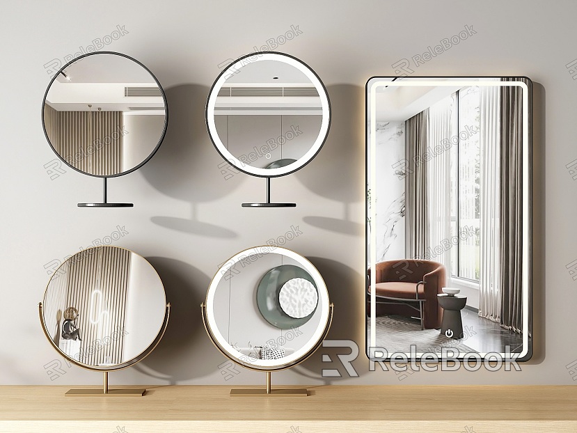 Modern Mirror Makeup Mirror Dressing Mirror Bathroom Mirror Round Mirror Bathroom Mirror Decorative Mirror model