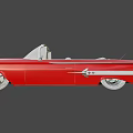 Red Vintage Convertible Car With Gray Leather Seats And Classic Styling