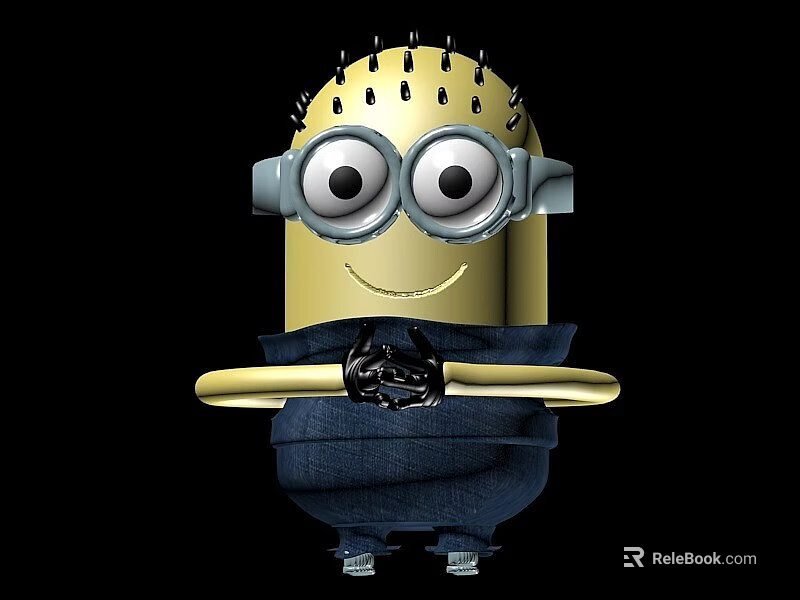 Tech Exhibition Hall Interactive Display With Minion Character Goggles And Spiked Headgear Design 3d model