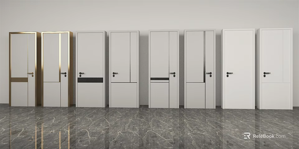 Modern Flush Doors With White Gray Design And Various Styles For Interior Spaces 3d model