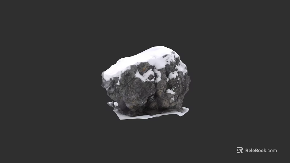 Micro Terrain Design With Natural Rock Covered In Fresh Snow Landscape Feature 3d model 