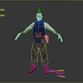 3D Character With Green Mohawk Black Vest Orange Accents Arm Guards Dark Pants Orange Boots