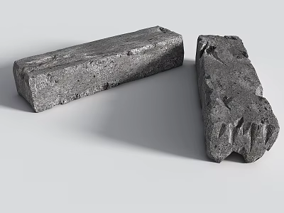 Stone Wood Natural Stones With Smooth And Rough Textured Gray Surfaces 3d model