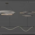 Modern Circular And Wavy Design Chandeliers With Sleek Metallic Frames Illuminated In Interior
