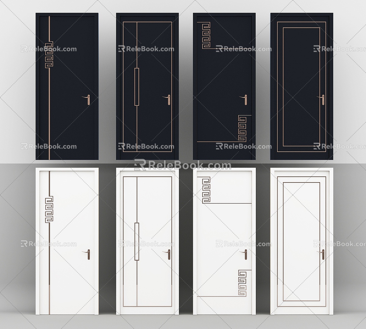 New Chinese door combination 3d model