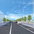 Modern Urban Road Infrastructure Featuring Vehicles Trees Street Lights And Sidewalks 3d model