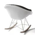 Modern Gray Fabric Leisure Chair With Metal Frame And Wooden Rockers