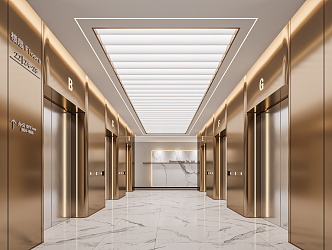 Light Luxury Elevator Hall 3d model