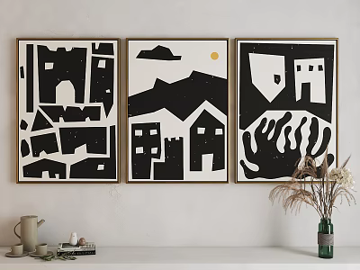 Modern abstract painting Fauvism art hanging painting 3d model