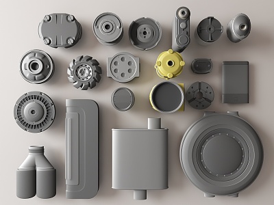 Modern mechanical parts and equipment model