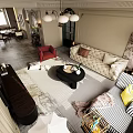 Elegant Retro Open Plan Living And Dining Room With Cozy Furnishings And Warm Atmosphere