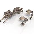 Vintage Wooden Carts Collection With Different Wheel And Frame Designs
