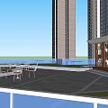Modern Building Roof Garden With Open Space Wooden Floors And Glass Railings