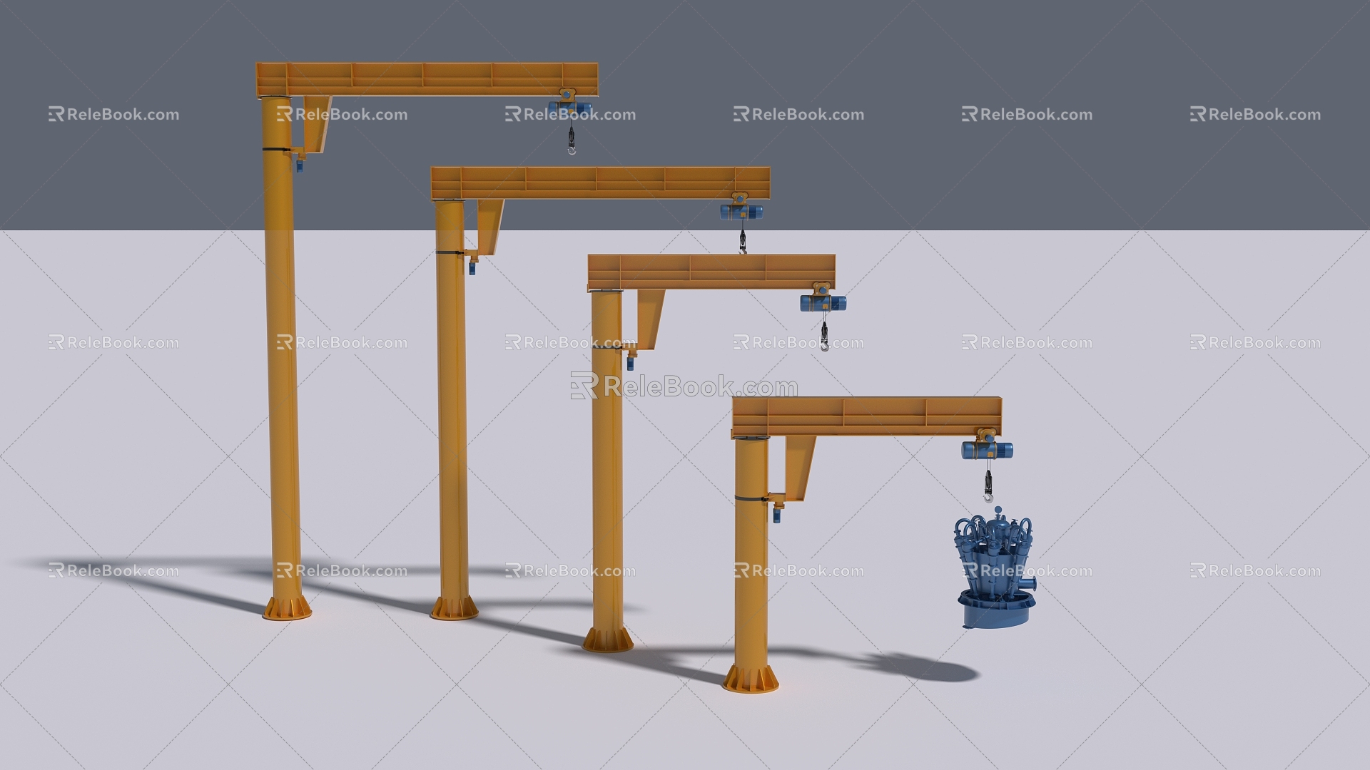 Cantilever crane and cyclone model