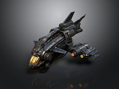 Futuristic Spacecraft with Streamlined Body Cockpit Engines for Interstellar Exploration 3d model