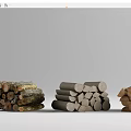 Different Types Of Natural Firewood Stacks With Neatly Arranged Wood Logs And Sizes