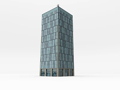 Modern High Rise Office Building With Glass Facade And Tall Structure 3d model
