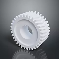 White Plastic Gear 3D Model With Smooth Surface And Reflective Background 3d model