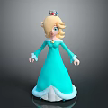 Blonde Princess In Blue Dress With Crown Animated Game Character