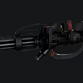 Futuristic Tactical Weapon With Multiple Barrels Red Accents And Mechanical Design
