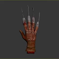 Horror Movie Character Clawed Glove With Bloody Red Surface And Metal Blades