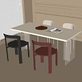 Dining Table and Chair Combination Dining Table Dining Chair Single Chair 3d model