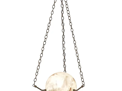 Modern Hanging Pendant Chandelier With Metal Chains And Spherical Frosted Glass Shade 3d model