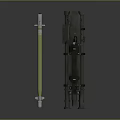 Military Weapon System Featuring Black Launch Tubes And Green Cylindrical Component 3d model