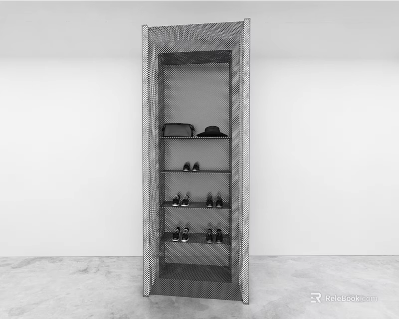 Modern Metal Standing Clothing Rack With Multi layer Storage For Hats Shoes And Glasses 3d model 