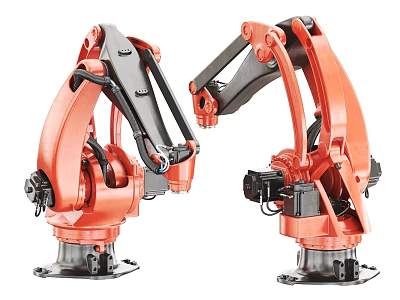 Industrial Robotic Arms With Orange Black Design For Manufacturing Equipment 3d model