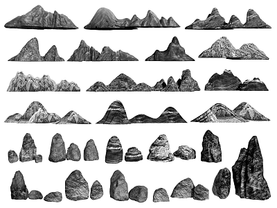 Various Styles of Decorative Rockery Stones With Naturalistic Shapes And Stacked Structures 3d model