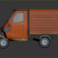 Orange Cargo Tricycle With Driver Cabin And Closed Loading Box Design 3d model