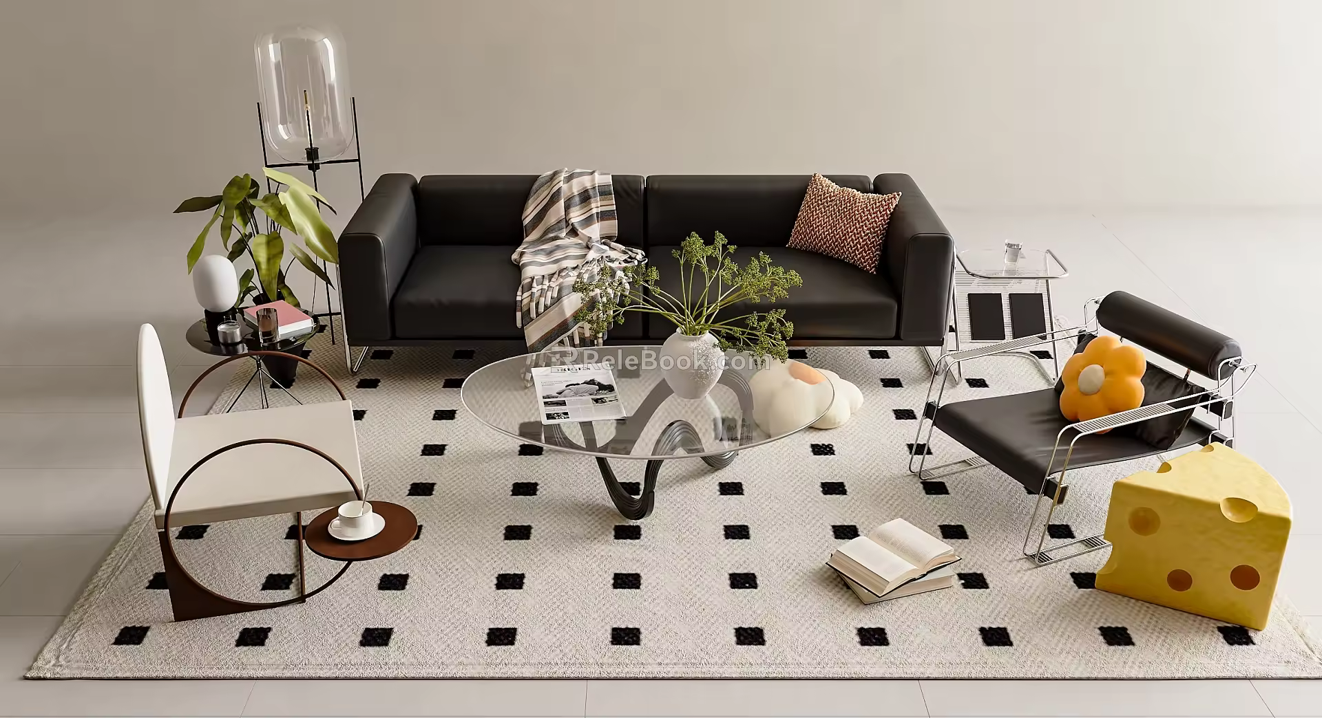 Modern Sofa Combination Bauhaus Sofa Furniture Living Room Sofa Single Sofa Combination Sofa Coffee Table Side Table 3d model