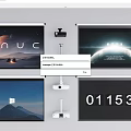 Projection Monitoring Featuring Projectors And Screens Displaying Various Scenes Such As Landscapes And Digital Clocks