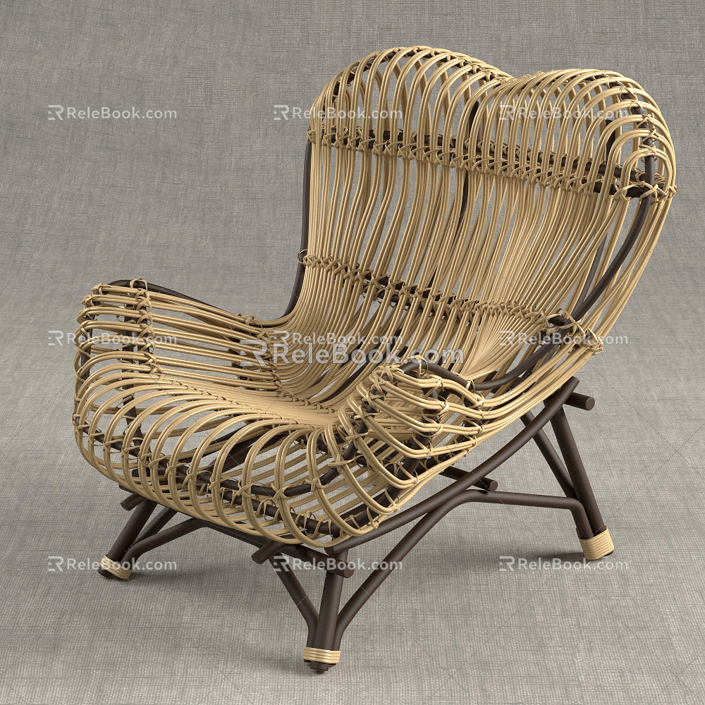 Modern Outdoor Chair Outdoor Leisure Rattan Chair 3d model