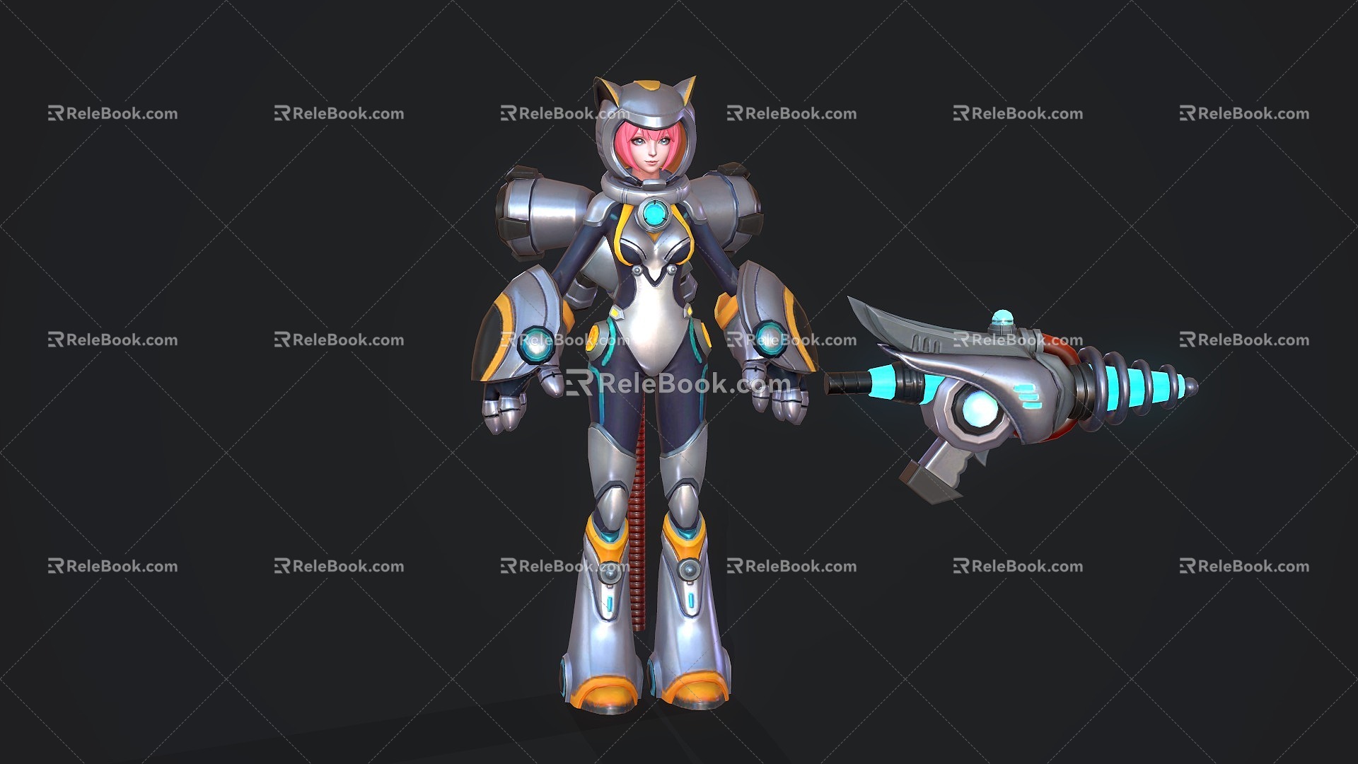 Game character mechanical warrior anime character 3d model