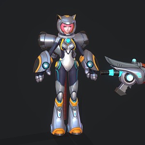 Game character mechanical warrior anime character 3d model