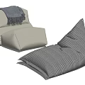 Two Bean Bag Chairs Off White With Gray Blanket And Black White Checkered