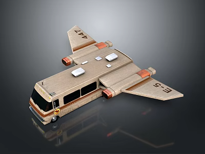 Futuristic Flying Vehicle Model With Beige Body Wings Windows And Engine Parts 3d model