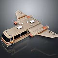 Futuristic Flying Vehicle Model With Beige Body Wings Windows And Engine Parts