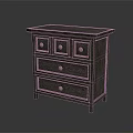 Wooden Gray Hallway Console Side Cabinet With Drawers And Metal Handles