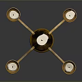 Decorative Golden Candelabra With Five White Candles And Ornate Base Design