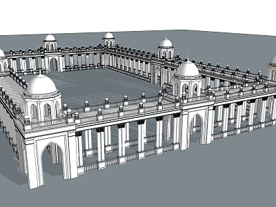 Classical Pergola Design With Domed Roofs Columns Arches And Symmetrical Layout 3d model