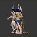 Game and Movie Characters Armored Figures in Silver Blue and Gold Armor with Dynamic Poses